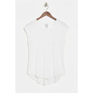 Nic + Zoe White Cap Sleeve Crewneck Tee T-Shirt